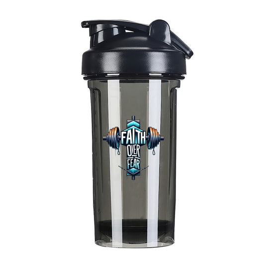 Faith Over Fear Christian Fitness Protein Shake Bottle - ClaimedbyGodDesigns