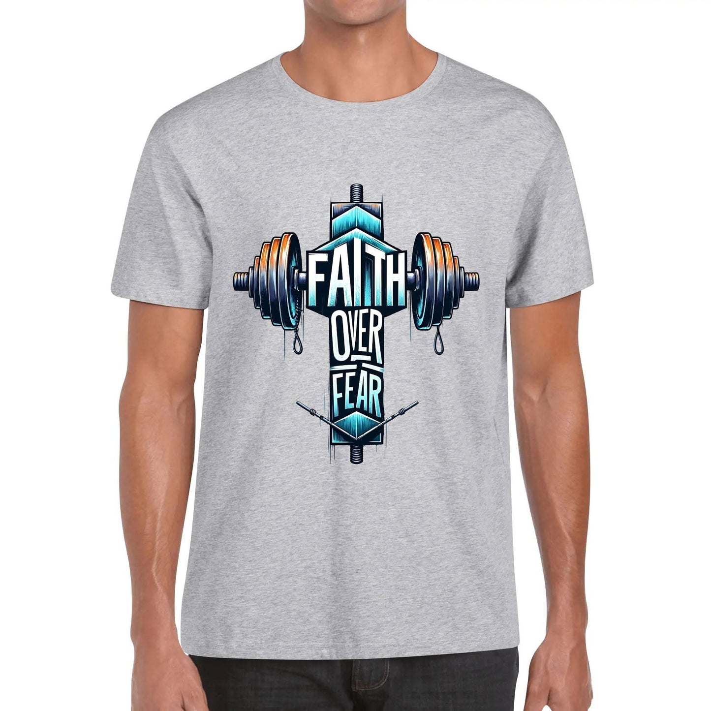 Faith Over Fear Mens Christian Gym T-shirt - ClaimedbyGodDesigns