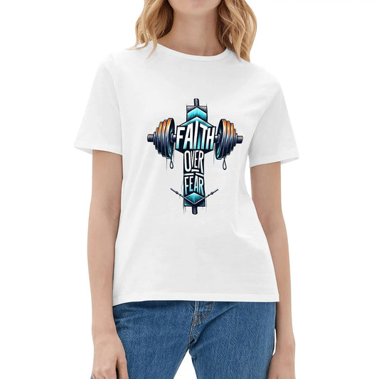 Faith Over Fear Womens Christian Gym T-shirt - ClaimedbyGodDesigns