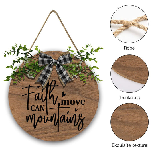 Faith can move mountains Christian Wooden Hanging Sign - ClaimedbyGodDesigns