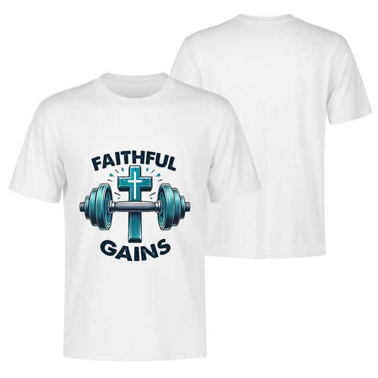 Faithful Gains Mens Christian Gym T-shirt - ClaimedbyGodDesigns