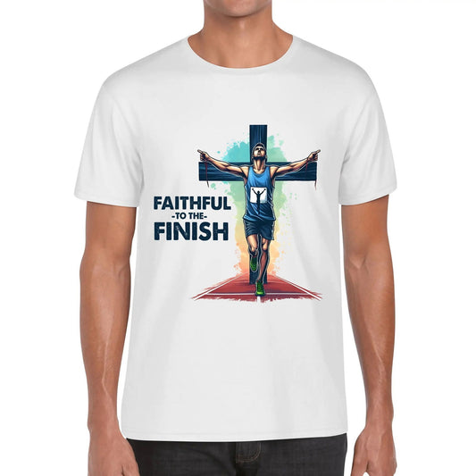 Faithful To The Finish Mens Christian Gym T-shirt - ClaimedbyGodDesigns