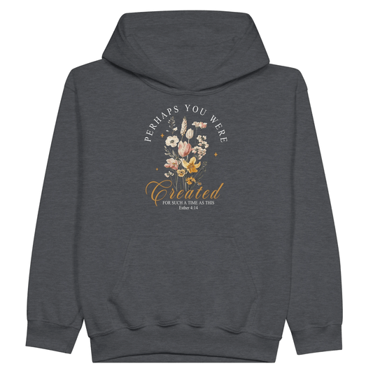 For Such A Time Christian Midweight Fleece Youth Hooded Sweatshirt - ClaimedbyGodDesigns