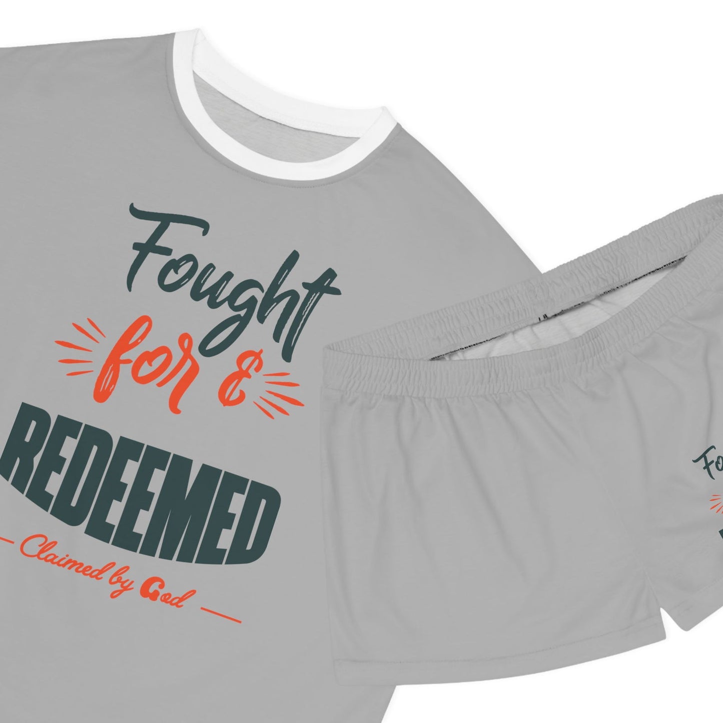 Fought For & Redeemed Women's Christian Short Pajama Set - ClaimedbyGodDesigns