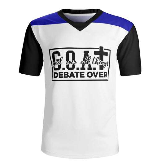 GOAT God Over All Things Debate Over Men's Christian Rugby Jersey - ClaimedbyGodDesigns