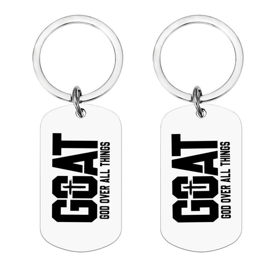 GOAT Over All Things Double-Sided Stainless Steel Keychain - ClaimedbyGodDesigns