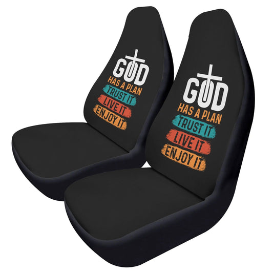 God Has A Plan Soft and Lightweight Christian Front Car Seat Covers (2pcs) - ClaimedbyGodDesigns