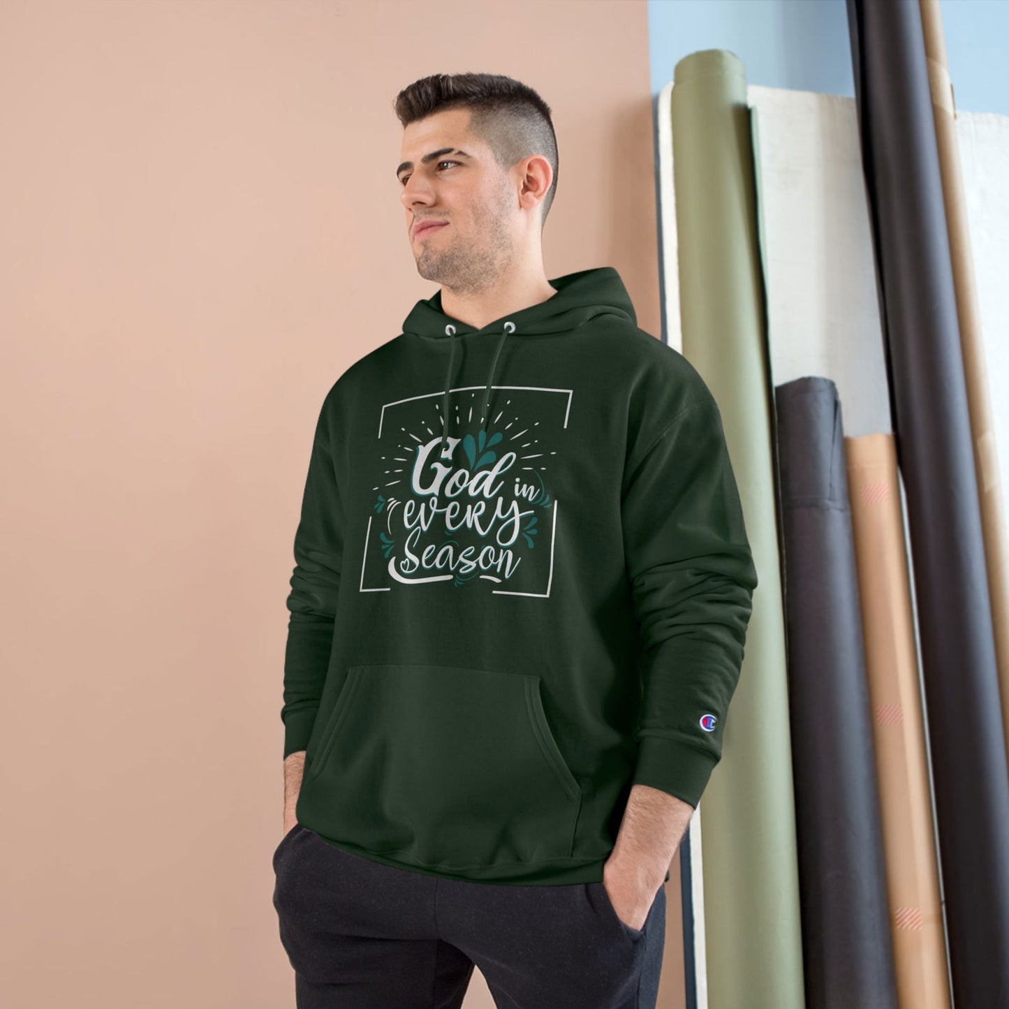 God In Every Season Unisex Champion Hoodie - ClaimedbyGodDesigns