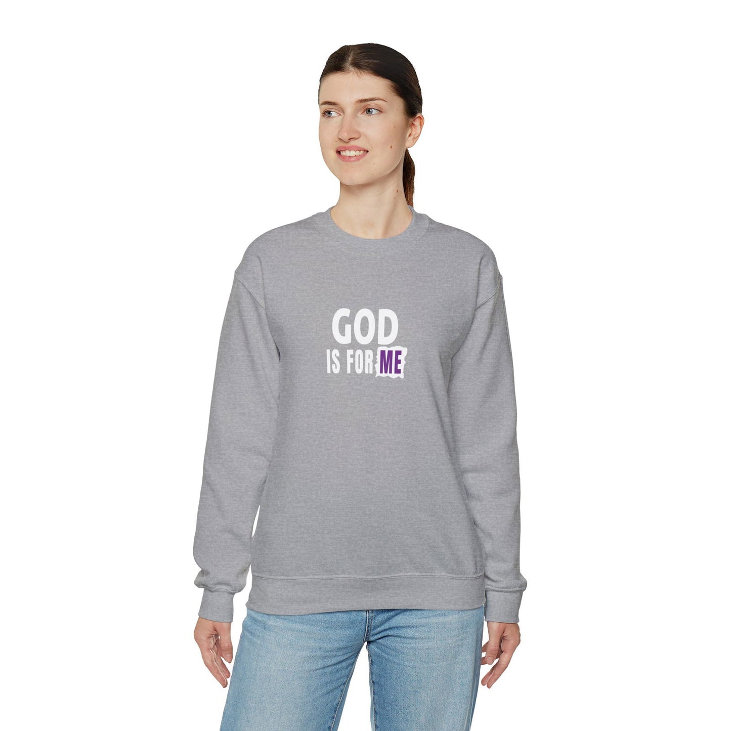 God Is For Me Christian Unisex Heavy Blend™ Crewneck Sweatshirt - ClaimedbyGodDesigns