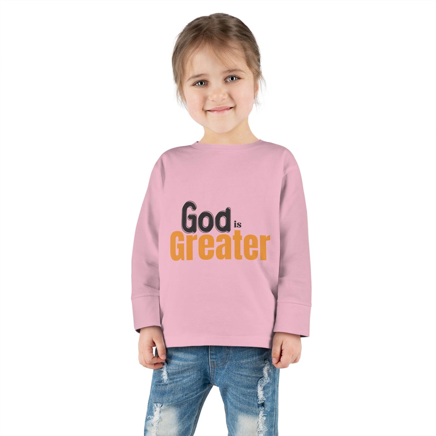 God Is Greater Toddler Christian Sweatshirt - ClaimedbyGodDesigns