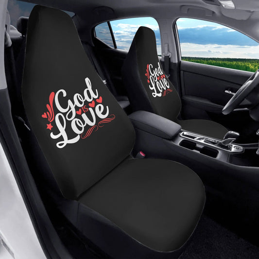 God Is Love Soft and Lightweight Christian Front Car Seat Covers (2pcs) - ClaimedbyGodDesigns