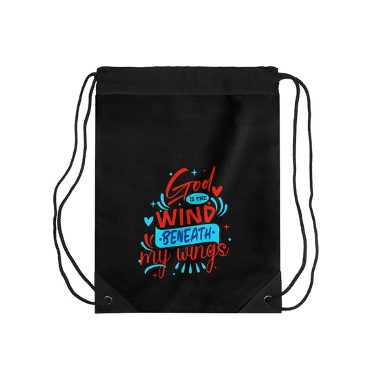 God Is The Wind Beneath My Wings Drawstring Bag - ClaimedbyGodDesigns