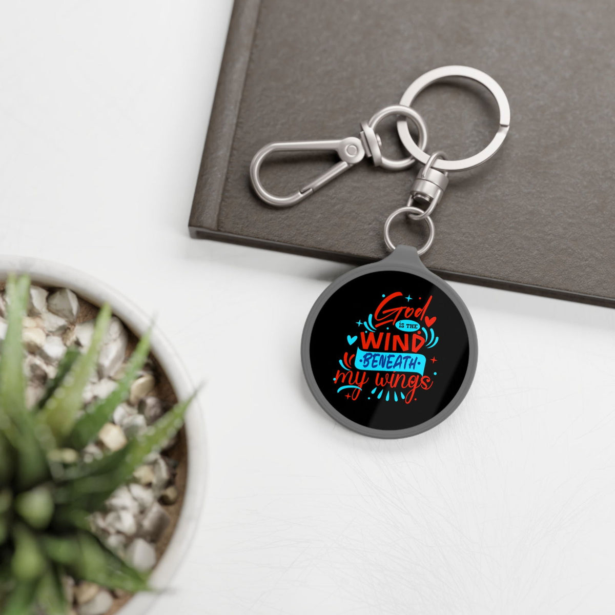 God Is The Wind Beneath My Wings Key Fob - ClaimedbyGodDesigns