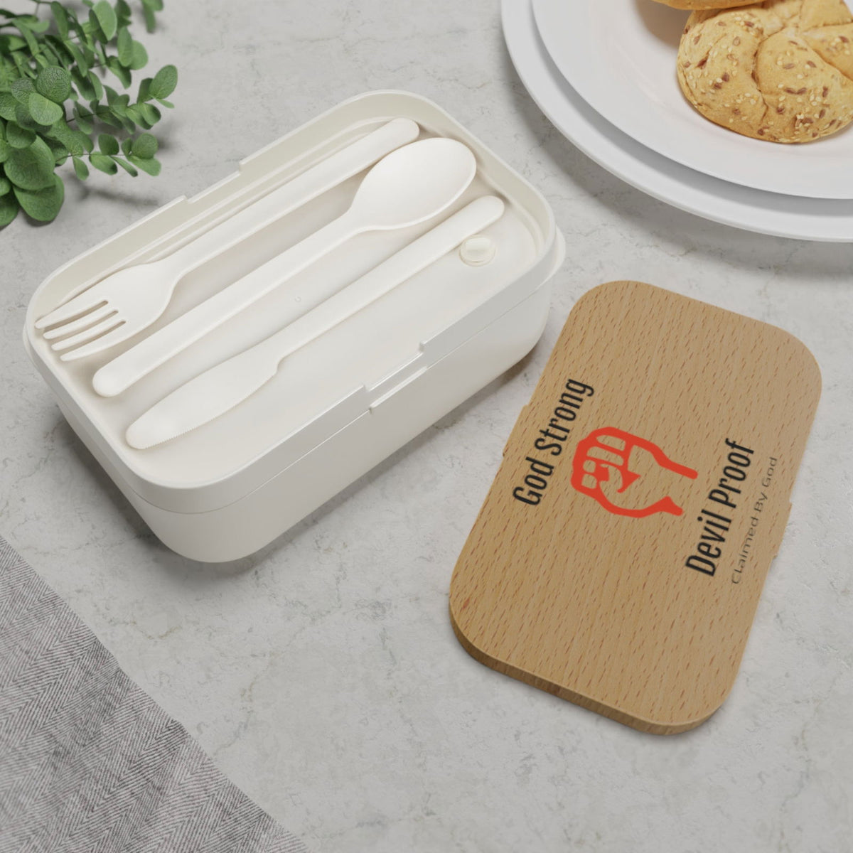 God Strong Devil Proof Christian Bento Lunch Box - ClaimedbyGodDesigns