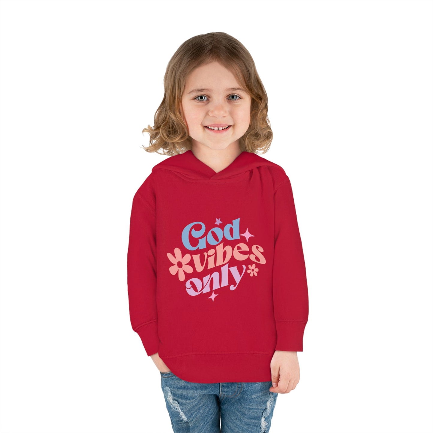 God Vibes Only Christian Toddler Pullover Fleece Hooded Sweatshirt - ClaimedbyGodDesigns