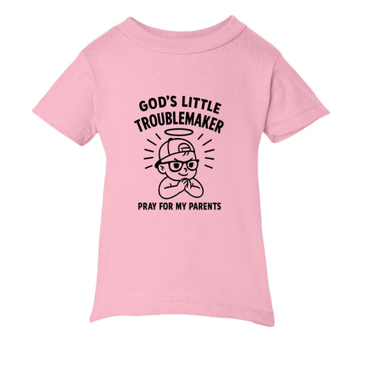 God's Little Troublemaker Baby Christian T-shirt - ClaimedbyGodDesigns