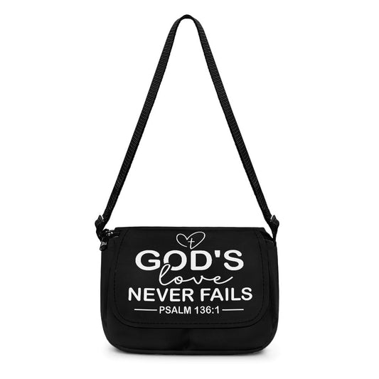 God's Love Never Fails Christian Kids Flap Crossbody Bag - ClaimedbyGodDesigns