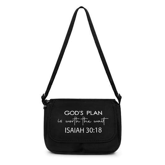 God's Plan Is Worth The Wait Christian Kids Flap Crossbody Bag - ClaimedbyGodDesigns