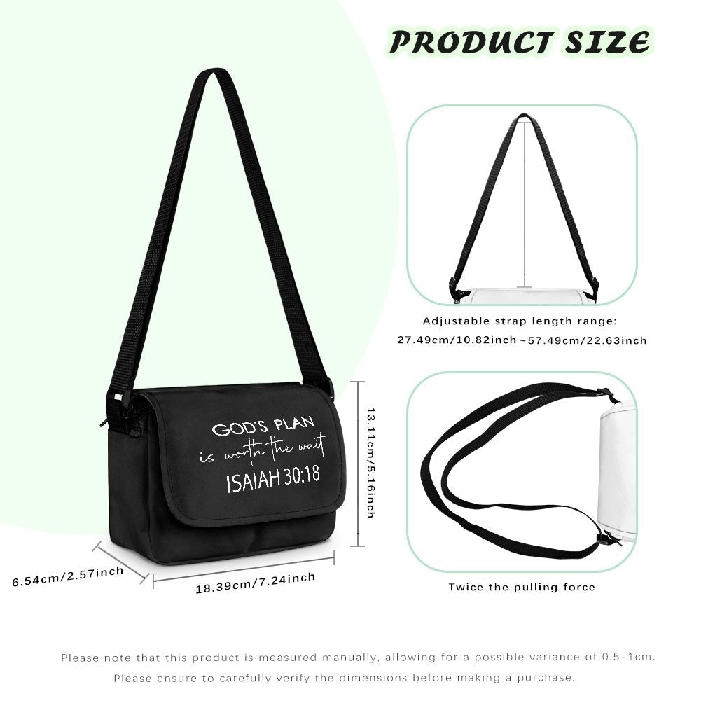 God's Plan Is Worth The Wait Christian Kids Flap Crossbody Bag - ClaimedbyGodDesigns