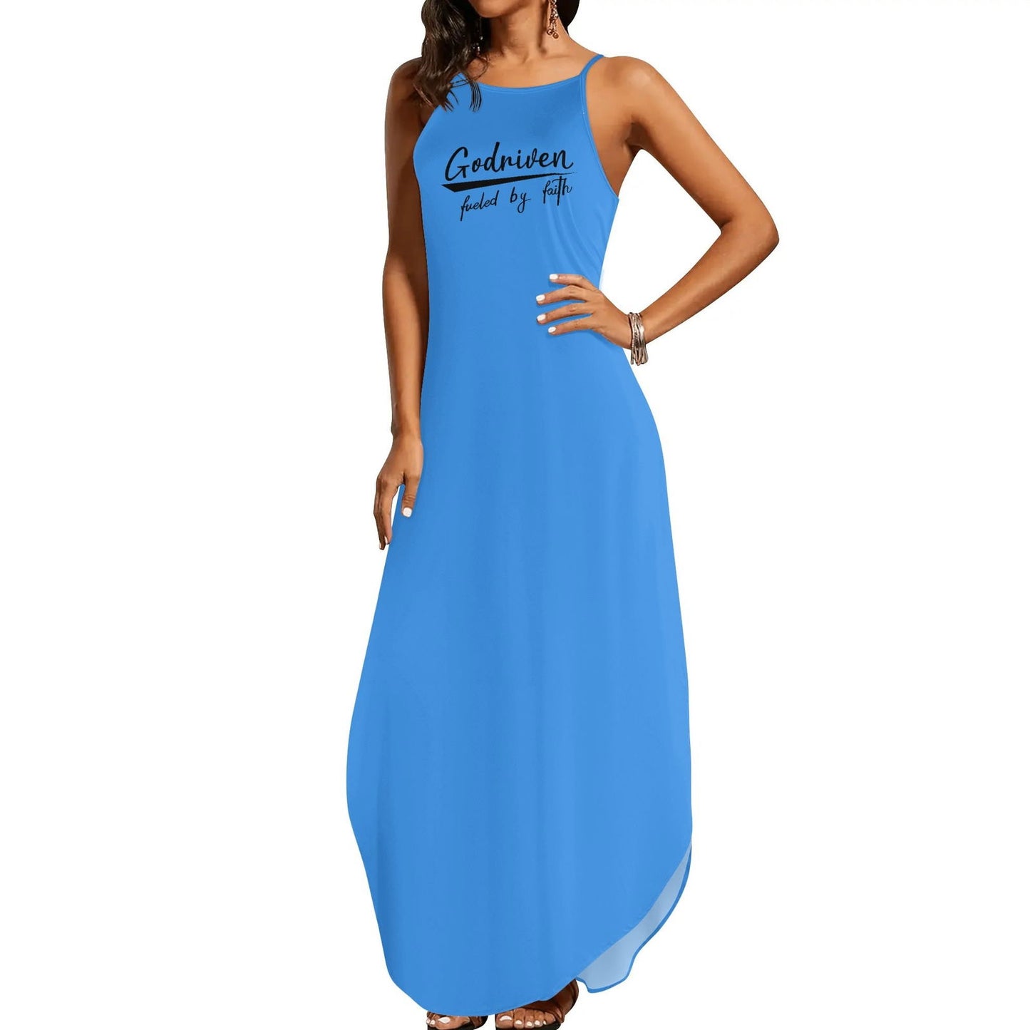 Godriven Fueled By Faith Womens Christian Elegant Sleeveless Summer Maxi Dress - ClaimedbyGodDesigns