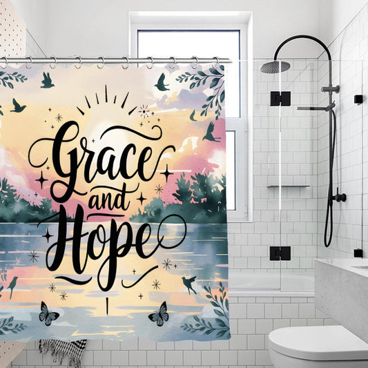 Grace And Hope Christian Waterproof Shower Curtain - ClaimedbyGodDesigns