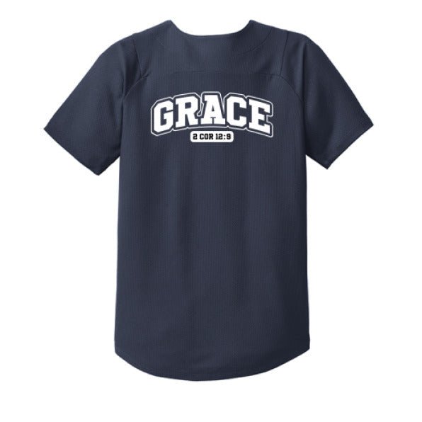Grace Youth Christian Full-button Jersey - ClaimedbyGodDesigns
