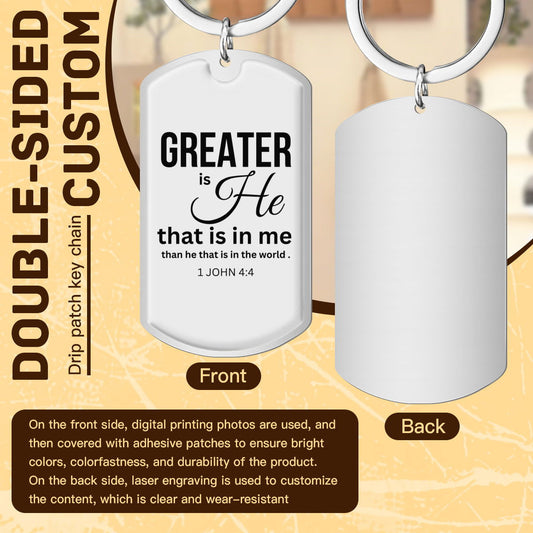 Greater Is He Christian Stainless Steel Keychain - ClaimedbyGodDesigns
