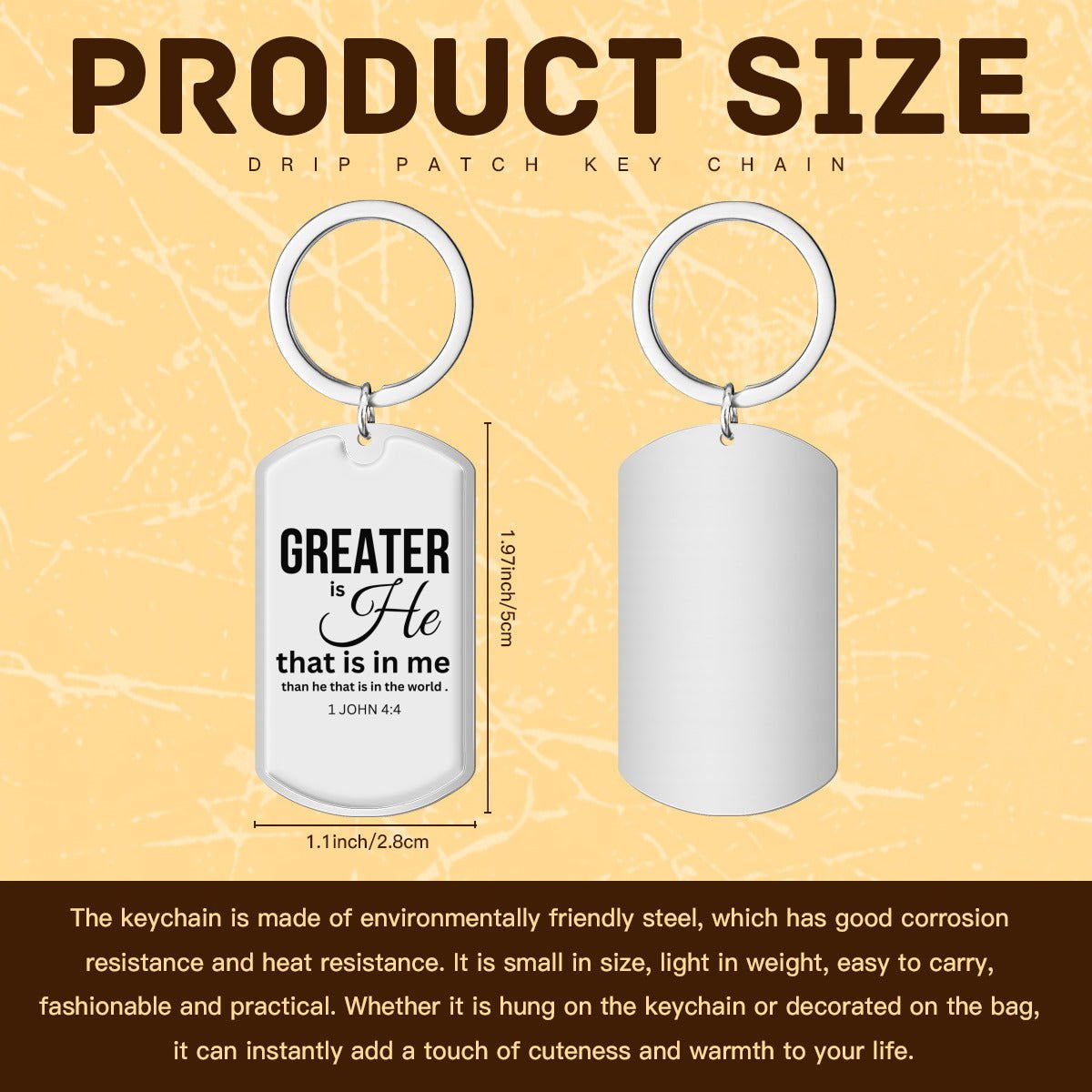 Greater Is He Christian Stainless Steel Keychain - ClaimedbyGodDesigns