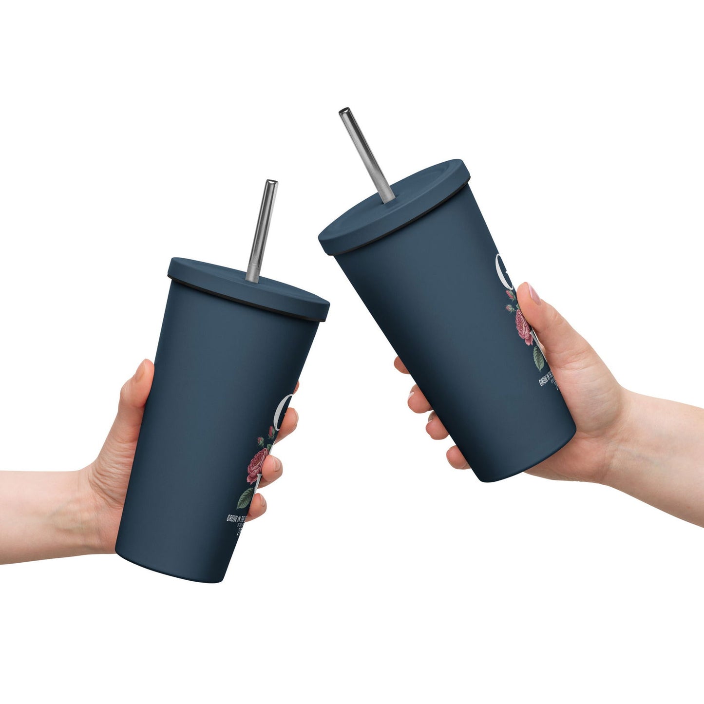 Grow Christian Insulated 20oz Tumbler with a straw - ClaimedbyGodDesigns