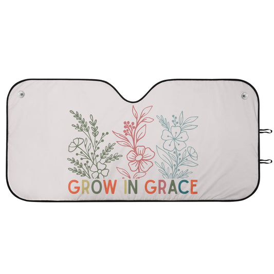 Grow In Grace Car Sunshade Christian Car Accessories - ClaimedbyGodDesigns