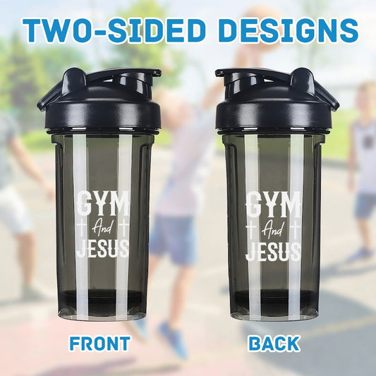 Gym and Him Christian Fitness Protein Shake Bottle - ClaimedbyGodDesigns