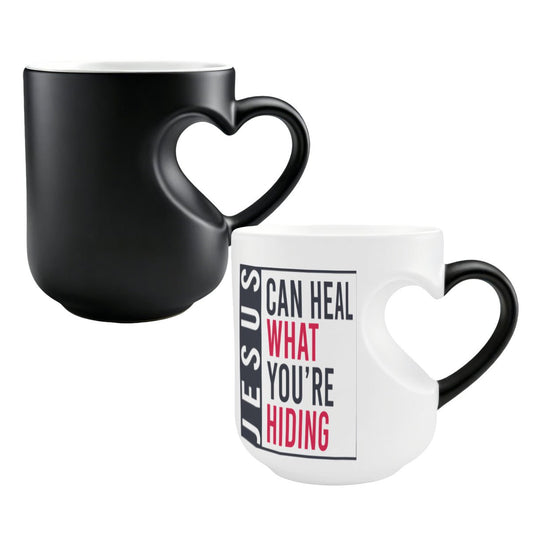 He Can Heal What You're Hiding Christian Color Changing Heart Handle Mug - ClaimedbyGodDesigns