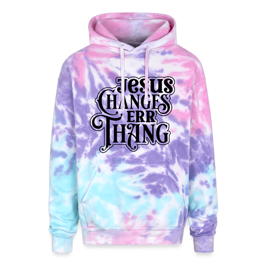 He Changes Err Thang Tie Dye Unisex Hooded Sweatshirt - Inspirational Christian Apparel - ClaimedbyGodDesigns