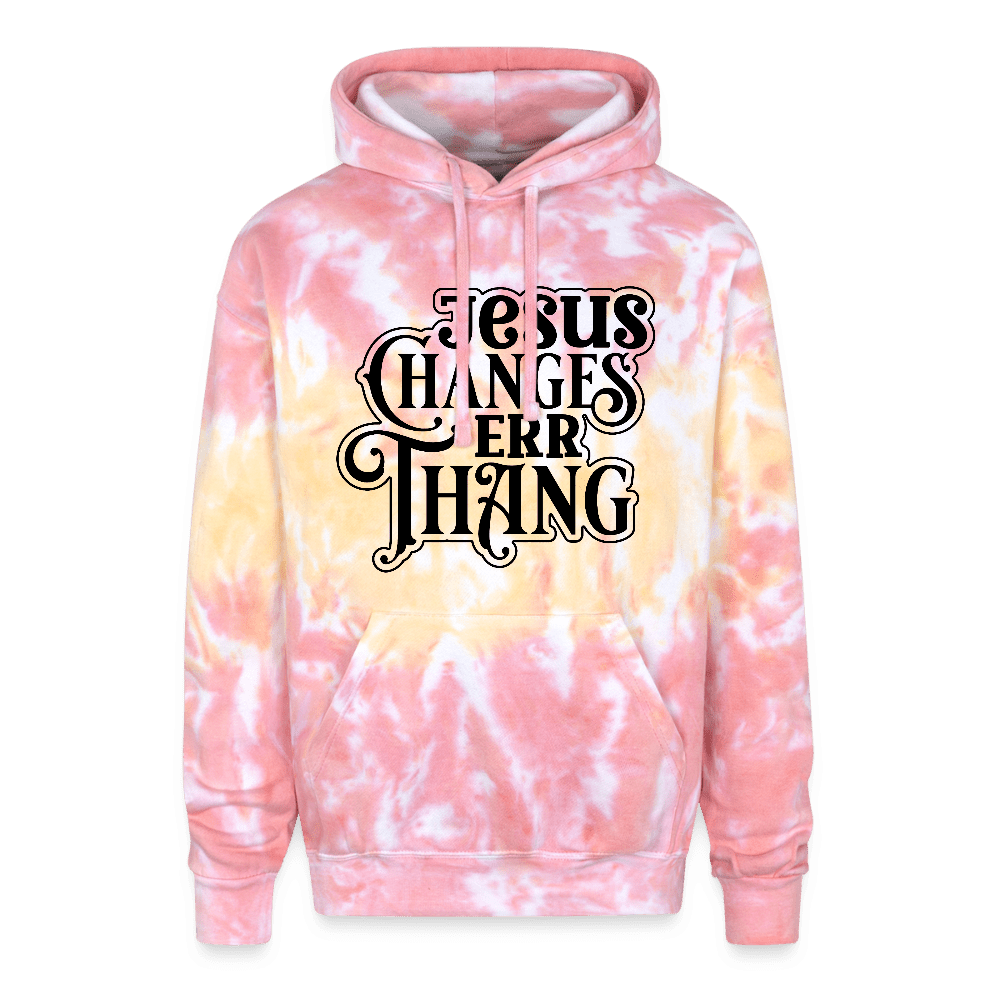 He Changes Err Thang Tie Dye Unisex Hooded Sweatshirt - Inspirational Christian Apparel - ClaimedbyGodDesigns