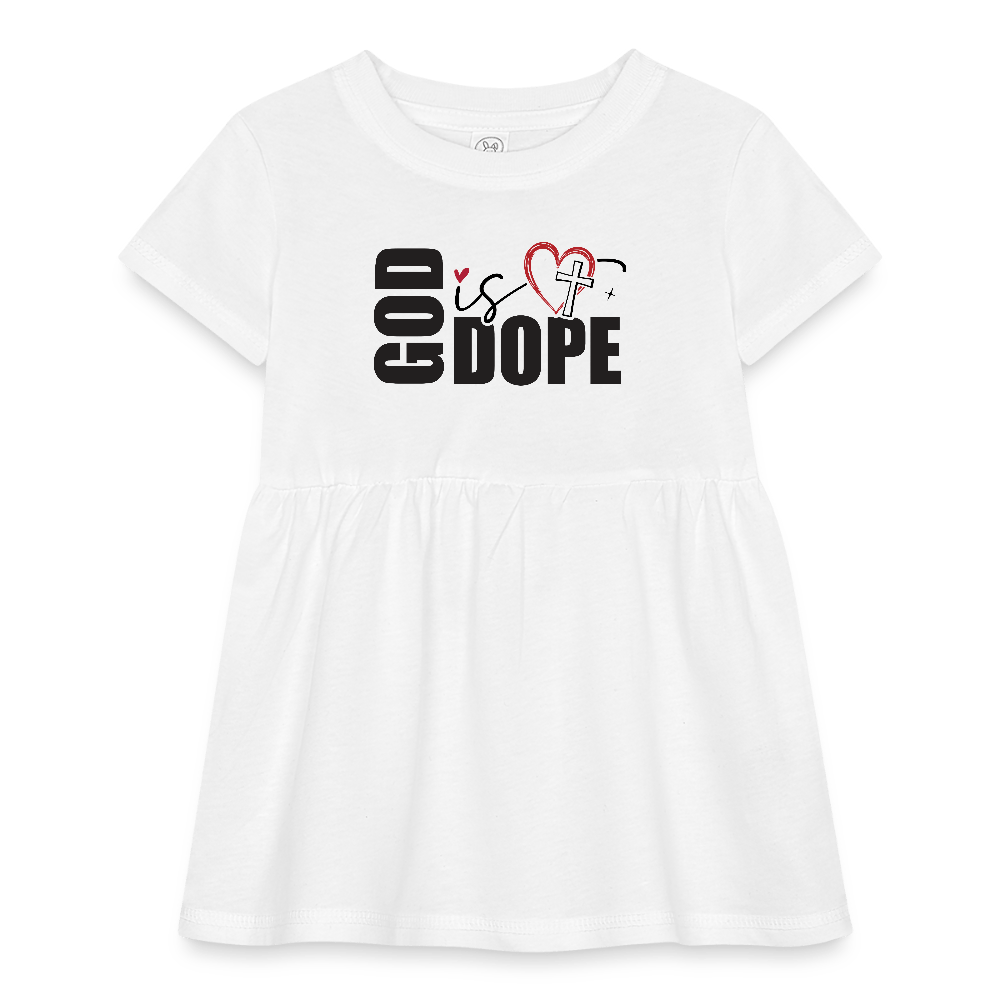He Is Dope Christian Infant Baby Rib Dress - ClaimedbyGodDesigns