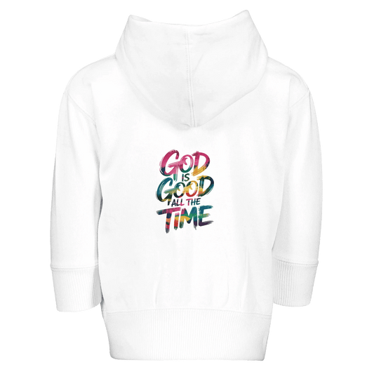 He Is Good Christian Toddler Zip Fleece Hooded Sweatshirt - ClaimedbyGodDesigns