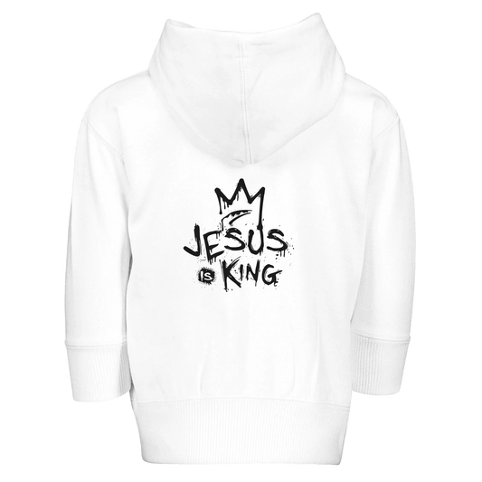 He Is King Toddler Christian Zip Fleece Hooded Sweatshirt - ClaimedbyGodDesigns
