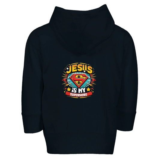 He Is My Superhero Christian Toddler Zip Fleece Hooded Sweatshirt - ClaimedbyGodDesigns