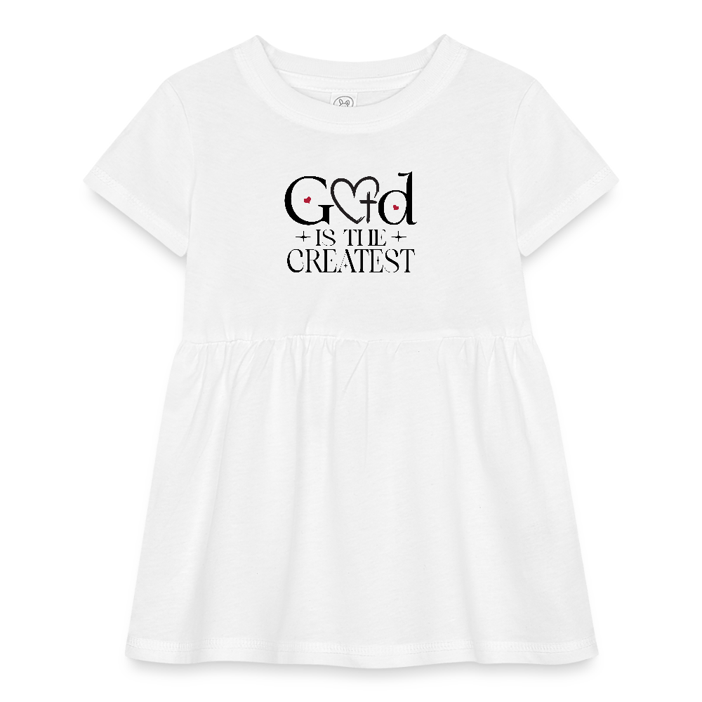 He Is The Greatest Christian Infant Baby Rib Dress - ClaimedbyGodDesigns