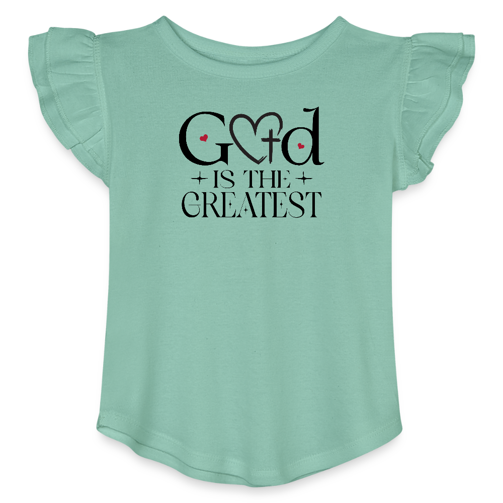 He Is The Greatest Christian Toddler Girls Flutter T-shirt - ClaimedbyGodDesigns
