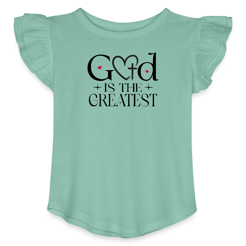 He Is The Greatest Christian Toddler Girls Flutter T-shirt - ClaimedbyGodDesigns