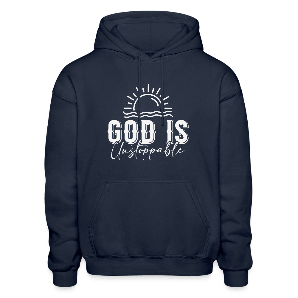 He Is Unstoppable Heavy Blend Adult Christian Hooded Sweatshirt - ClaimedbyGodDesigns