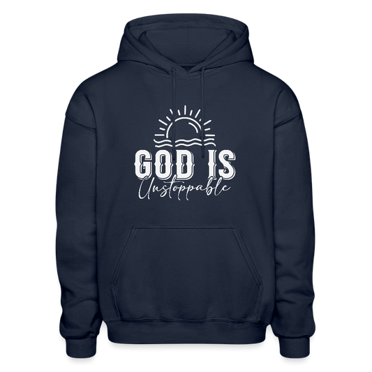 He Is Unstoppable Heavy Blend Adult Christian Hooded Sweatshirt - ClaimedbyGodDesigns