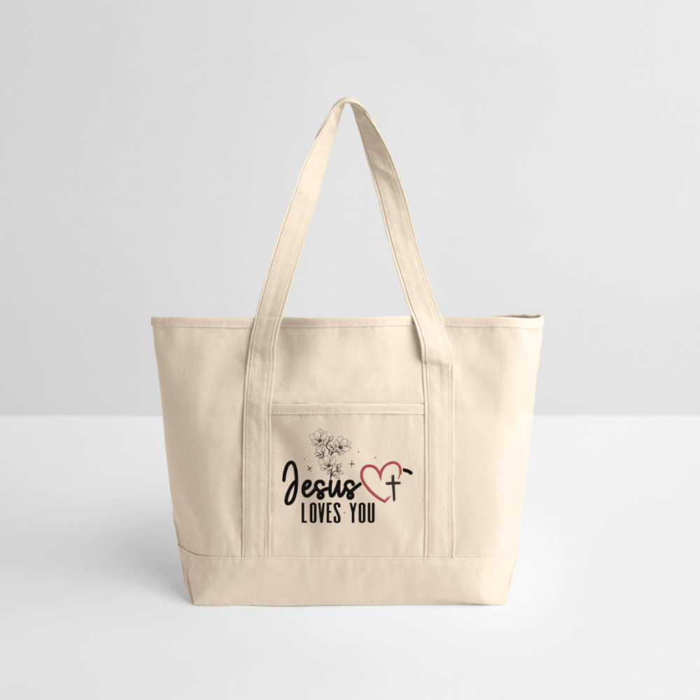 He Loves You Christian Large Canvas Deluxe Tote - ClaimedbyGodDesigns