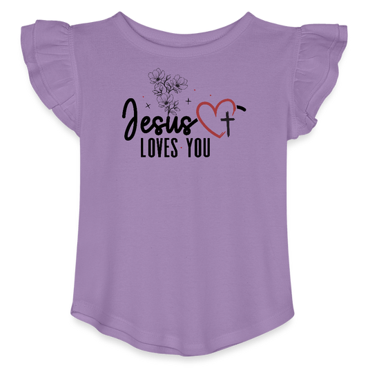 He Loves You Christian Toddler Girls Flutter T-shirt - ClaimedbyGodDesigns