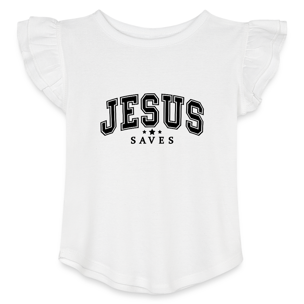 He Saves Christian Toddler Girls Flutter T-shirt - ClaimedbyGodDesigns