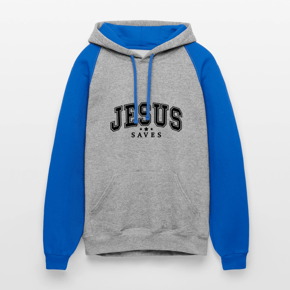 He Saves Christian Unisex Colorblock Hooded Sweatshirt - ClaimedbyGodDesigns