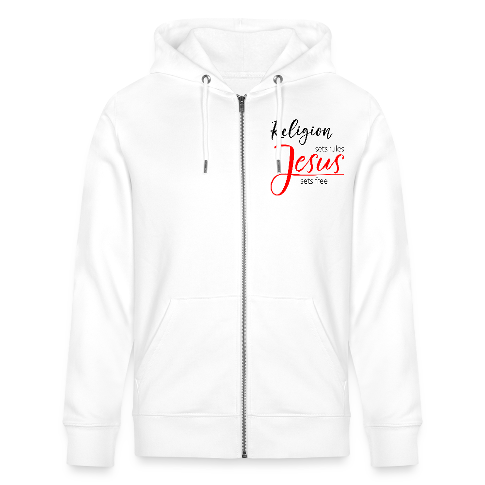 He Sets Free Unisex Christian Organic Zip Hooded Sweatshirt - ClaimedbyGodDesigns
