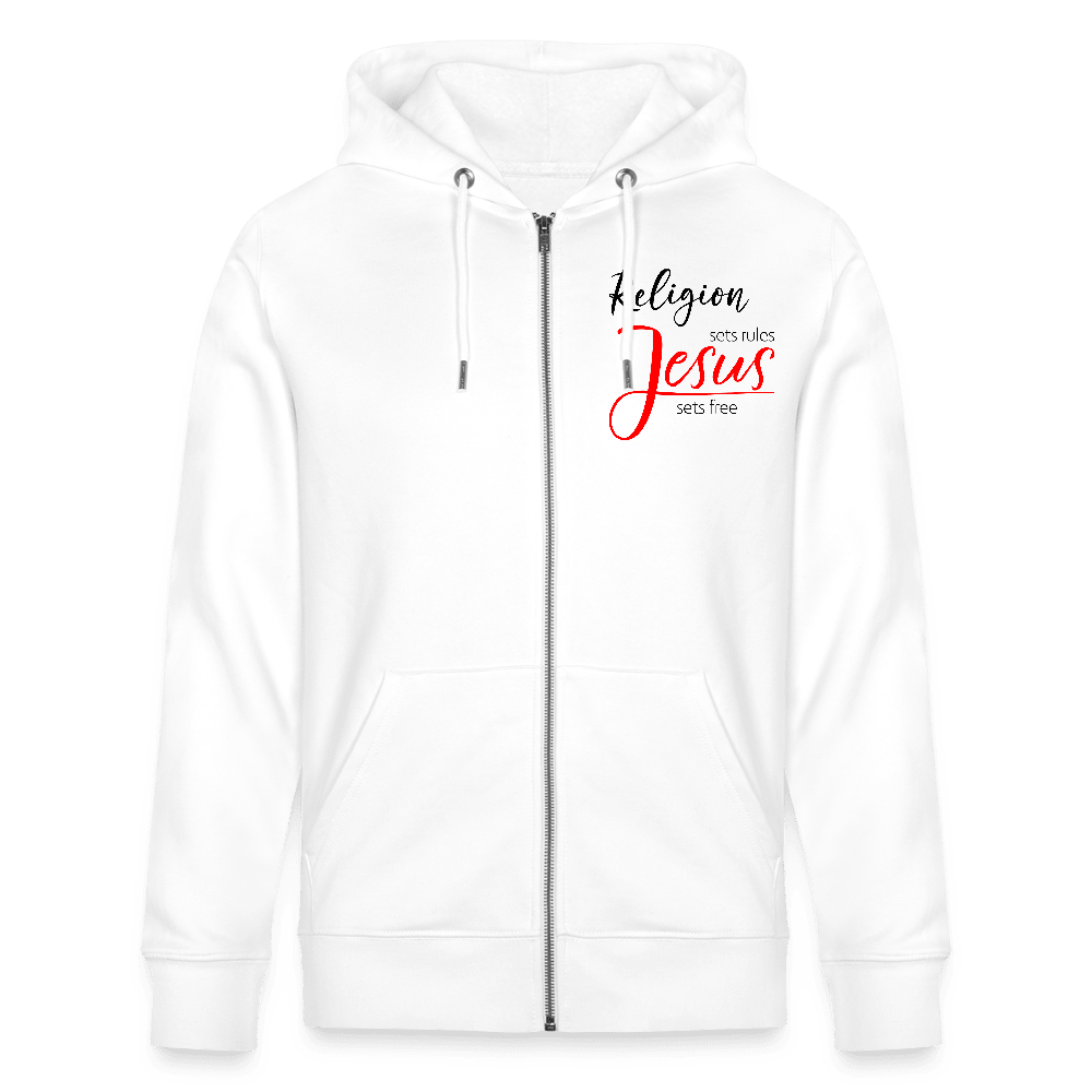 He Sets Free Unisex Christian Organic Zip Hooded Sweatshirt - ClaimedbyGodDesigns