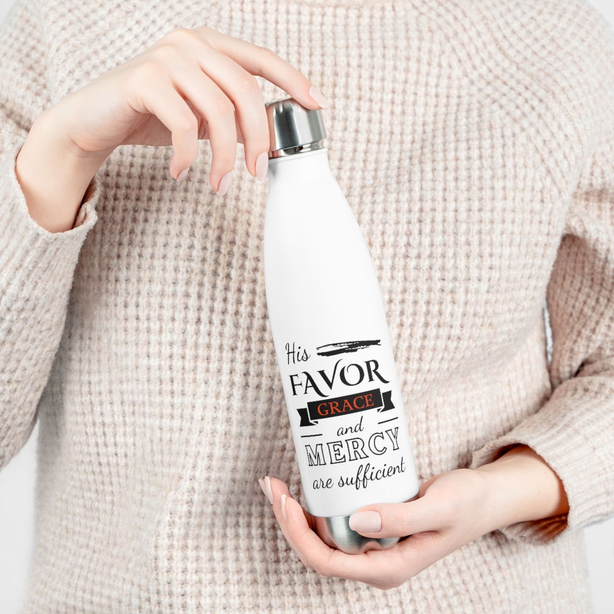 His Favor Grace and Mercy are Sufficient Insulated Bottle - ClaimedbyGodDesigns